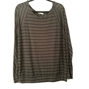 Le Lis Women's Long Sleeve Pullover Soft Striped Top Size XL Gray Black